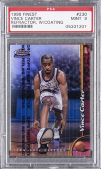 1998/99 Finest Refractor #230 Vince Carter (With Coating) Rookie Card - PSA MINT 9